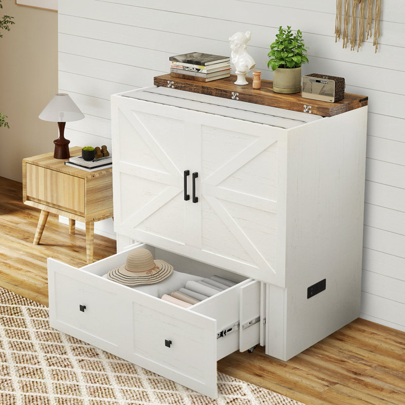Ophelia & Co. Wilkinson Farmhouse Twin Murphy Bed With Large